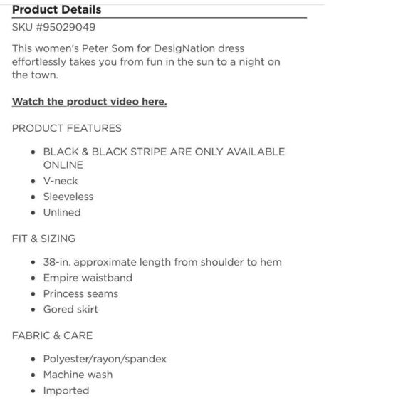 $5 ADD ON ITEM Peter Som for DesigNation Empire sleeveless striped Dress - Picture 10 of 14